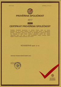Certifikát prověřená společnost